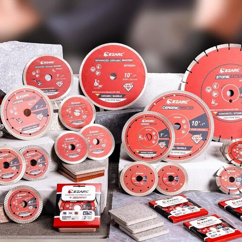 EZARC 10 Inch Diamond Saw Blade, 1" Arbor with 5/8" Brass Washer Adapter, Super Thin Tile Blade for Angle Grinder, Smooth Cutting for Porcelain Ceramic Granite Marble (1-Pack) in Saudi Arabia