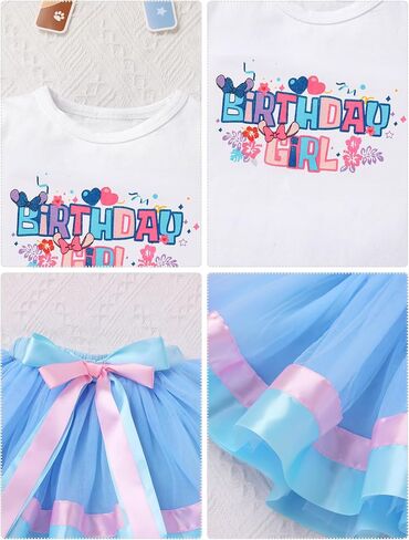 Toddler Girl Birthday Party Outfit Long Sleeve Tutu Dog Ears Hair Clips Set Photo Shoot 12 Months - 6T in Saudi Arabia