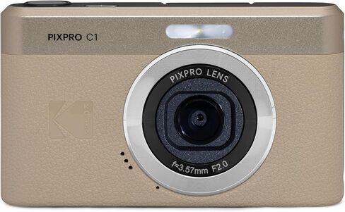 KODAK PIXPRO C1 13MP Compact Digital Camera, 26mm Fixed Lens, Tan | 1080p Full HD Video, 2.8 Inch 180 Degree Flip Screen, F2.0 Lens, Digicam, Built-in Li-Ion Battery, Selfies in Saudi Arabia