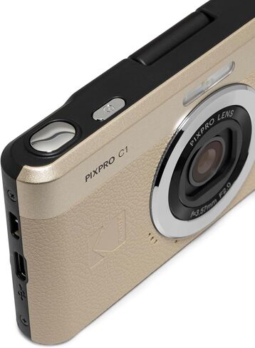 KODAK PIXPRO C1 13MP Compact Digital Camera, 26mm Fixed Lens, Tan | 1080p Full HD Video, 2.8 Inch 180 Degree Flip Screen, F2.0 Lens, Digicam, Built-in Li-Ion Battery, Selfies in Saudi Arabia