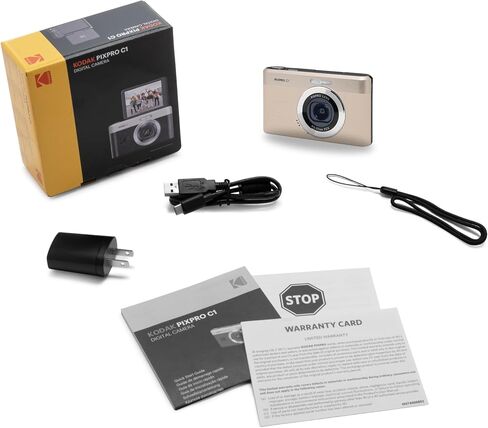 KODAK PIXPRO C1 13MP Compact Digital Camera, 26mm Fixed Lens, Tan | 1080p Full HD Video, 2.8 Inch 180 Degree Flip Screen, F2.0 Lens, Digicam, Built-in Li-Ion Battery, Selfies in Saudi Arabia
