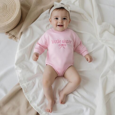 Toddler Baby Girl Sister Matching Outfit Little Sister Romper Bodysuit Big Sister Sweatshirt Pullover Top in Saudi Arabia