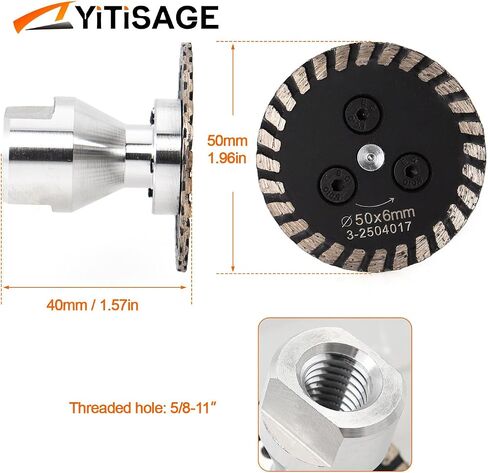 شفرات منشار نقش صغيرة من Diamond Turbo مع شفة قابلة للإزالة 5/8-11 قرص قطع لنحت حجر الجرانيت والرخام الخرساني (50 مم) in Kuwait