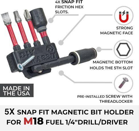 Magnetic Bit Holder for Milwaukee M18 Fuel Impact Driver and Drill- Drill accessories (Black, Milwaukee M18) in Saudi Arabia