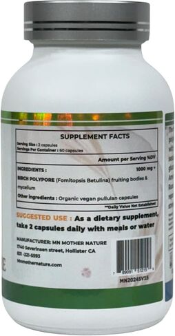 Birch Polypore Supplement (1000mg) - 120 Capsules in Saudi Arabia