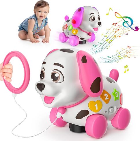 Musical Baby Toys 6-12 Months, 1st Birthday Girl Gifts for One Year Old, 6 7 8 9 10 12-18 Months Toy for Baby Gift, Bilingual Crawling Walking Puppy Toy for 1 Year Old, ABC,123s, Music in Saudi Arabia