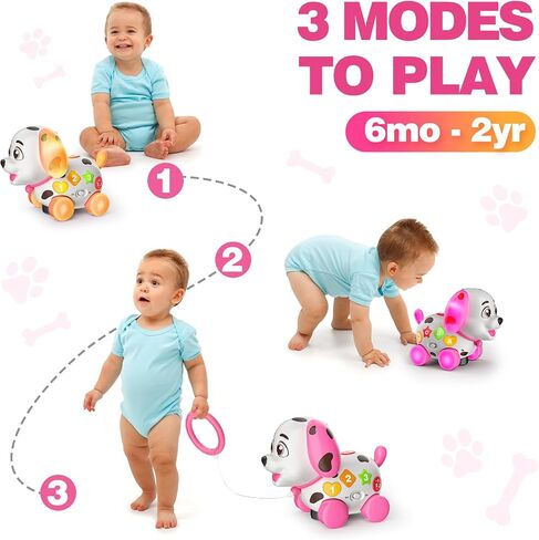 Musical Baby Toys 6-12 Months, 1st Birthday Girl Gifts for One Year Old, 6 7 8 9 10 12-18 Months Toy for Baby Gift, Bilingual Crawling Walking Puppy Toy for 1 Year Old, ABC,123s, Music in Saudi Arabia