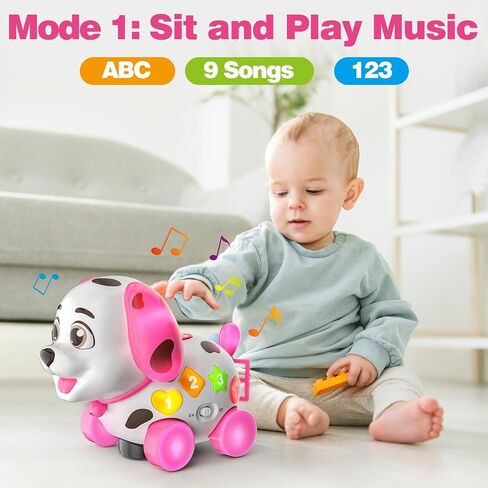 Musical Baby Toys 6-12 Months, 1st Birthday Girl Gifts for One Year Old, 6 7 8 9 10 12-18 Months Toy for Baby Gift, Bilingual Crawling Walking Puppy Toy for 1 Year Old, ABC,123s, Music in Saudi Arabia