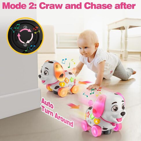 Musical Baby Toys 6-12 Months, 1st Birthday Girl Gifts for One Year Old, 6 7 8 9 10 12-18 Months Toy for Baby Gift, Bilingual Crawling Walking Puppy Toy for 1 Year Old, ABC,123s, Music in Saudi Arabia