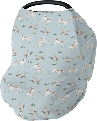 Camouflage Duck Hunting Car Seat Cover for Babies Green Mallard Ducks Plaids Stretchy 5-in-1 Cover Adjustable Car Canopy Cover Wild Ducks Nursery Breathable Nursing Cover-Up in Saudi Arabia