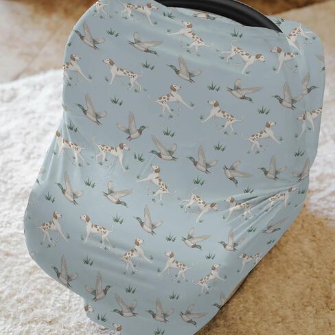 Camouflage Duck Hunting Car Seat Cover for Babies Green Mallard Ducks Plaids Stretchy 5-in-1 Cover Adjustable Car Canopy Cover Wild Ducks Nursery Breathable Nursing Cover-Up in Saudi Arabia
