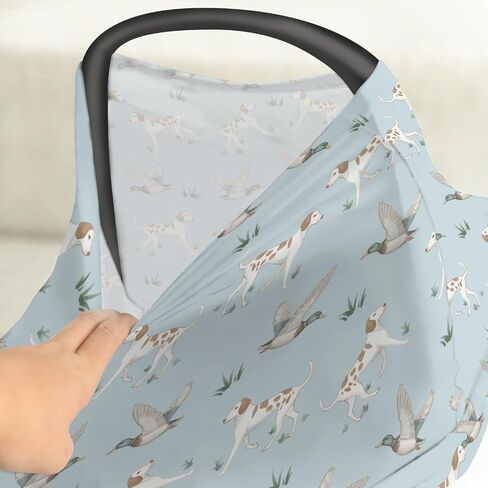 Camouflage Duck Hunting Car Seat Cover for Babies Green Mallard Ducks Plaids Stretchy 5-in-1 Cover Adjustable Car Canopy Cover Wild Ducks Nursery Breathable Nursing Cover-Up in Saudi Arabia