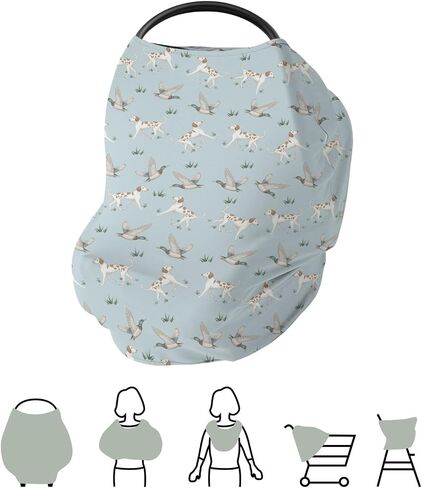 Camouflage Duck Hunting Car Seat Cover for Babies Green Mallard Ducks Plaids Stretchy 5-in-1 Cover Adjustable Car Canopy Cover Wild Ducks Nursery Breathable Nursing Cover-Up in Saudi Arabia
