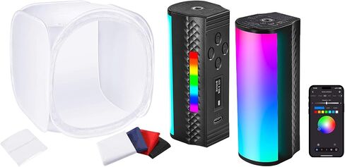 NEEWER 24x24 inch/60x60 cm Photo Studio Shooting Tent + Magnetic Handheld RGB Light Wand, Cube Diffusion Soft Box Kit with 4 Colors Backdrops (Red Dark Blue Black White) for Photography in Saudi Arabia