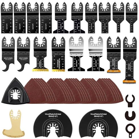 50 حزمة من شفرات الأدوات المتأرجحة - شفرات متعددة الأدوات من التيتانيوم، شفرات منشار متأرجحة للخشب والبلاستيك المعدني، مجموعات شفرات متعددة الأدوات تناسب ديوالت ريوبي بوش ميلووكي والمزيد in Kuwait