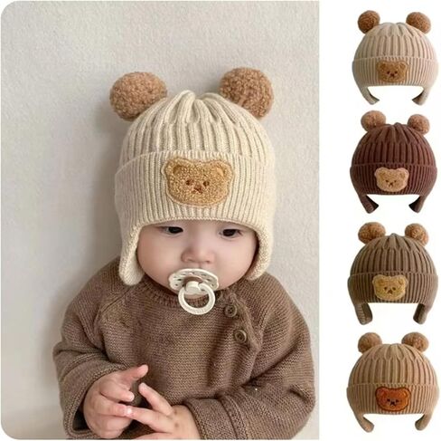 Baby Beanie Cap Newborn Hats Kids Knit Caps Infant Winter Hat Crochet Earflap Hats Cute Soft Warm Knit Caps in Saudi Arabia
