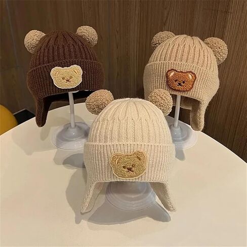 Baby Beanie Cap Newborn Hats Kids Knit Caps Infant Winter Hat Crochet Earflap Hats Cute Soft Warm Knit Caps in Saudi Arabia