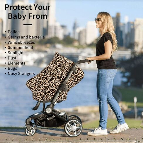 Leopard Print Baby Car Seat Cover, Multi Use Stroller Cover, Leopard Baby Stuff in Saudi Arabia