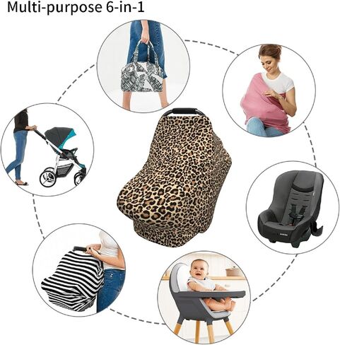 Leopard Print Baby Car Seat Cover, Multi Use Stroller Cover, Leopard Baby Stuff in Saudi Arabia