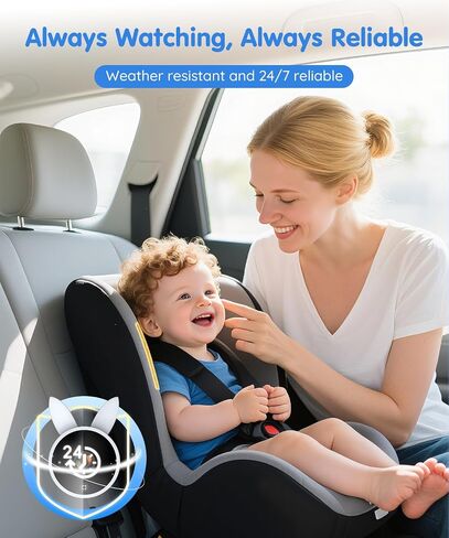 BV4 7" Baby Car Camera, IPS 1080P HD Display with AUTO IR Night Vision, USB Powered Plug & Play Backseat Camera for Baby, Adjustable Brightness, Must Haves for New Parents & Pets Lover in Kuwait