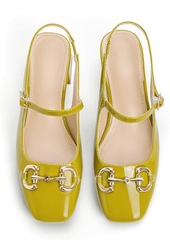 أحذية ماري جينس Slingback للنساء مغلقة بمقدمة مربعة أحذية بكعب مكتنز منخفض مع إبزيم وحزام الكاحل كاجوال للحفلات in Kuwait