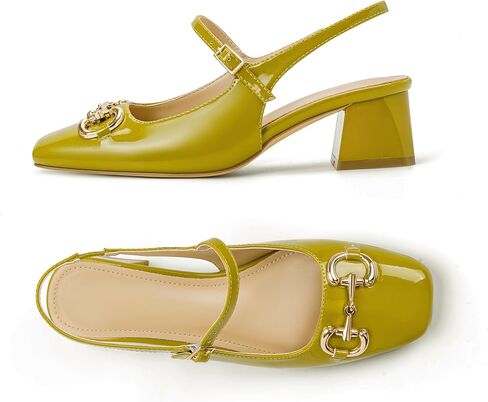 أحذية ماري جينس Slingback للنساء مغلقة بمقدمة مربعة أحذية بكعب مكتنز منخفض مع إبزيم وحزام الكاحل كاجوال للحفلات in Kuwait