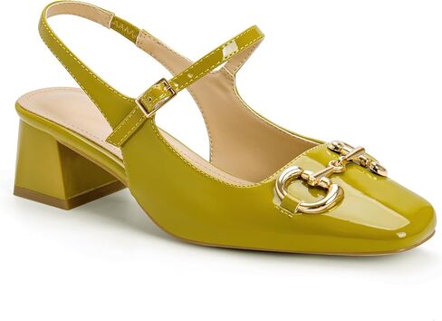 أحذية ماري جينس Slingback للنساء مغلقة بمقدمة مربعة أحذية بكعب مكتنز منخفض مع إبزيم وحزام الكاحل كاجوال للحفلات in Kuwait