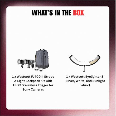 Westcott FJ400 II Strobe 2 Light Backpack Kit with FJ X3 S Wireless Trigger and Eyelighter Bundle (30 Items) in Saudi Arabia