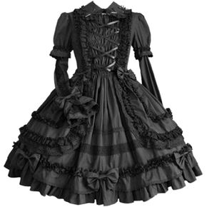 Womens Gothic Lolita Dress Maid Princess Ruffles Skirts Bowknot Anime Party Cosplay Costumes