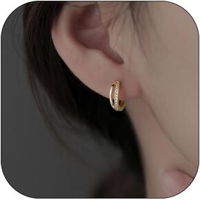 Dainty Gold Earrings for Women, Trendy Huggie Earrings for Girls Small Thick Oval Open Double Hoop Earrings Lightweight Mini Hoop Earrings Jewelry Girls