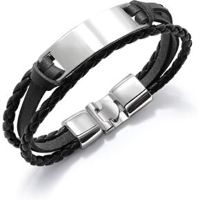VersaKits Mens Bracelet Beaded and/or Leather Braided and/or Stainless Steel Charm Bracelet Gift for Men
