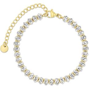 Saints Colony 18K Gold Plated Stainless Steel Round Cubic Zirconia Eternity Tennis Bracelet, Hypoallergenic, Waterproof & Tarnish Free