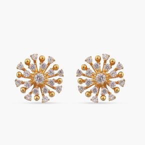 Tarinika Sterling Silver Nakshatra Stud Earring with Nakshathra Design - Silver CZ Stud Earrings for women | Perfect for Ethnic occasions | Indian earrings sets for women