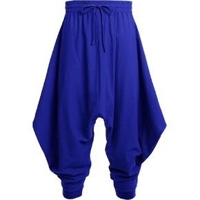 ODIZLI Men Leggings Retro Casual Fashion Design Loose Baggy Harem Pants with Pockets Trousers