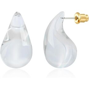 Acrylic Waterdrop Earrings for Women Chunky Teardrop Earrings Resin Earrings Transparent Colorful Drop Earrings