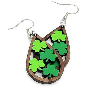 Set St. Patrick's Day Drop Dangel Earrings Irish Shamrock Acrylic Earrings Green Clover Good Luck Charm for Women Girl Jewelry Gift Hat Cutie Animals Celebrate