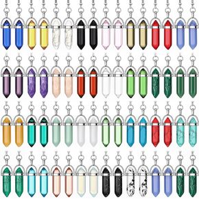 30 Paris Healing Crystals Earrings for Women Quartz Stone Dangle Earrings Hexagonal Gemstone Earring Crystal Chakra Eardrop for Women Girls