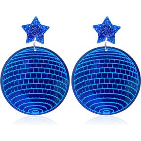 RofYof Disco Ball Earrings Retro Acrylic Disco Ball Earrings 70'S 80'S Disco Dance Punk Dangle Drop Earrings for Women Girls Halloween Party Costume Jewelry Gifts
