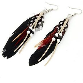 KaFu Nature Feather Earring Lightweight Vintage Long Boho Drop Dangle Earrings Cute Handmade Statement Tassel Earrings Jewelry For Women Girls
