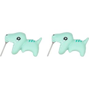 Cute Animal Bite Earrings for Women Teens Girls Handmade Funny 3D Polymer Clay Cartoon Green Dinosaur Grey Whale Soft Pottery Animals Ocean Fish Small Simple Studs Earrings for Her Fashion Jewelry Gifts