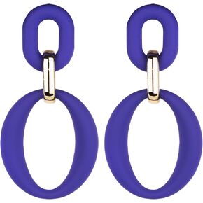 Acrylic Geometric Earrings Colorful Oval Acrylic Statement Drop Earrings Resin Summer Bright Earrings for Women