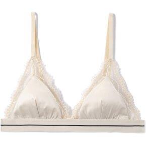 Satin Triangle Bralette，Comfort Wireless Lace Bralette with Removable Padding for A-B Cup