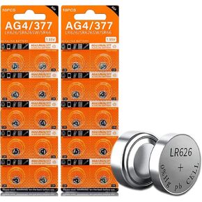 Cotchear 20 pcs AG4 Alkaline Batteries 1.5V GA4 LR626 SR66 377A Coin Button Cell Watch Battery