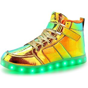 Padgene Women's Men's LED Lights Up Shoes Unisex High Top Luminous Flashing Trainers USB Charging Lace Up Couples Dancing Shoes