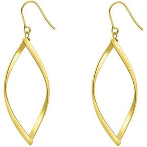 Stainless Steel Rhombic Wave Shaped Simple Plain Dangle Earrings