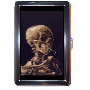 Vincent Van Gogh Skull with Burning Cigarette Stainless Steel ID or Cigarettes Case (King Size)