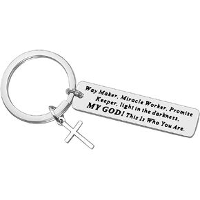 Xiahuyu Christian Keychain Gifts Bible Verse Gifts Way Maker Miracle Worker Promise Keeper Keychain Baptism Gifts Religious Jewelry Christmas Communion Gifts Christian Gifts for Women Men