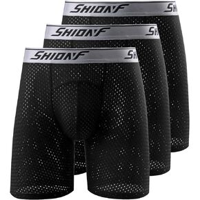Men's anti chafing Underwear Performance mesh cooling Boxer Briefs,3-Pack