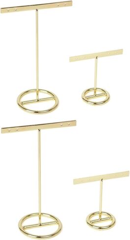 لونغ تاو 4 قطع حامل عرض الاقراط المعدنية الذهبية على شكل حرف T حامل اقراط حامل مجوهرات متدلي عرض المجوهرات رف معلق لعرض المجوهرات والتقاط الصور والتجزئة عبر الانترنت in Kuwait