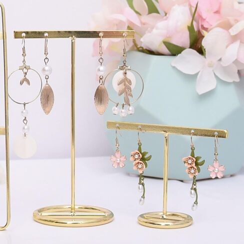 لونغ تاو 4 قطع حامل عرض الاقراط المعدنية الذهبية على شكل حرف T حامل اقراط حامل مجوهرات متدلي عرض المجوهرات رف معلق لعرض المجوهرات والتقاط الصور والتجزئة عبر الانترنت in Kuwait